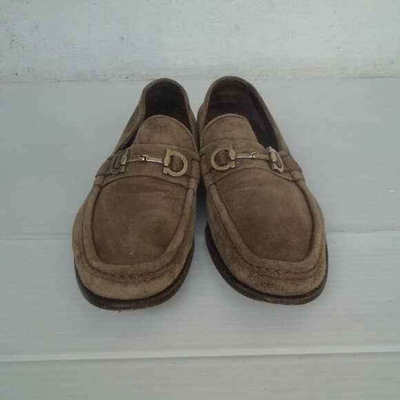 Salvatore Ferragamo Horsebit Suede Loafer Shoes TN 13894 Mens Size 9.5 D Brown main image 6